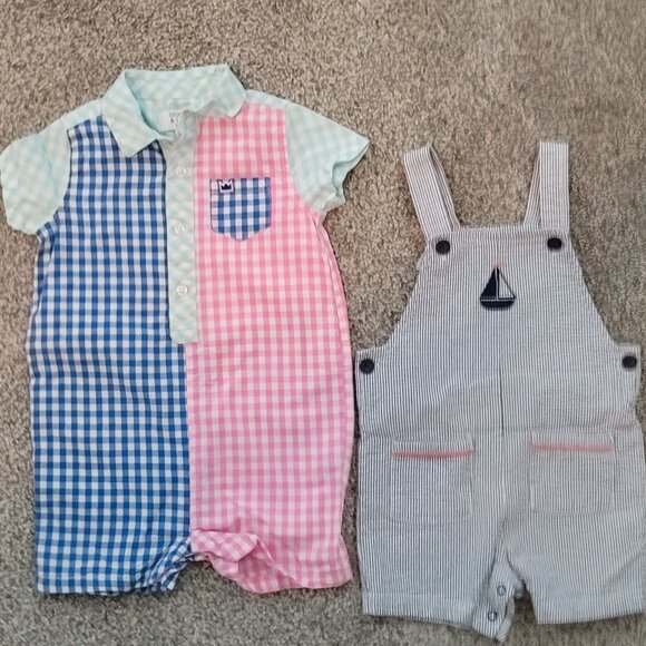 2 Crown & Ivy Boys  Romper & Overalls 18 Months - Picture 1 of 8